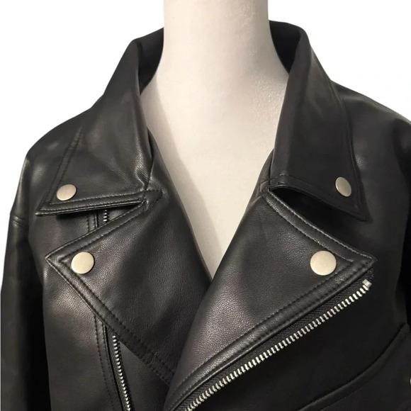 Women’s Dazy faux leather Y2K black zippered lined jacket with pockets Size Med - Picture 3 of 10